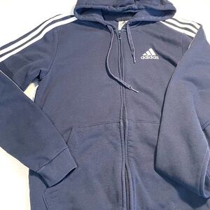 Adidas Dark Blue Hoodie with White Stripes